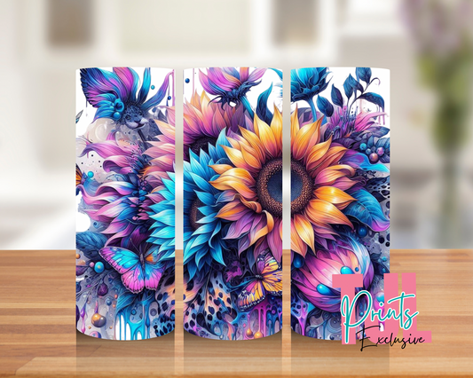 Blue Cheeta sunflowers 20oz Design